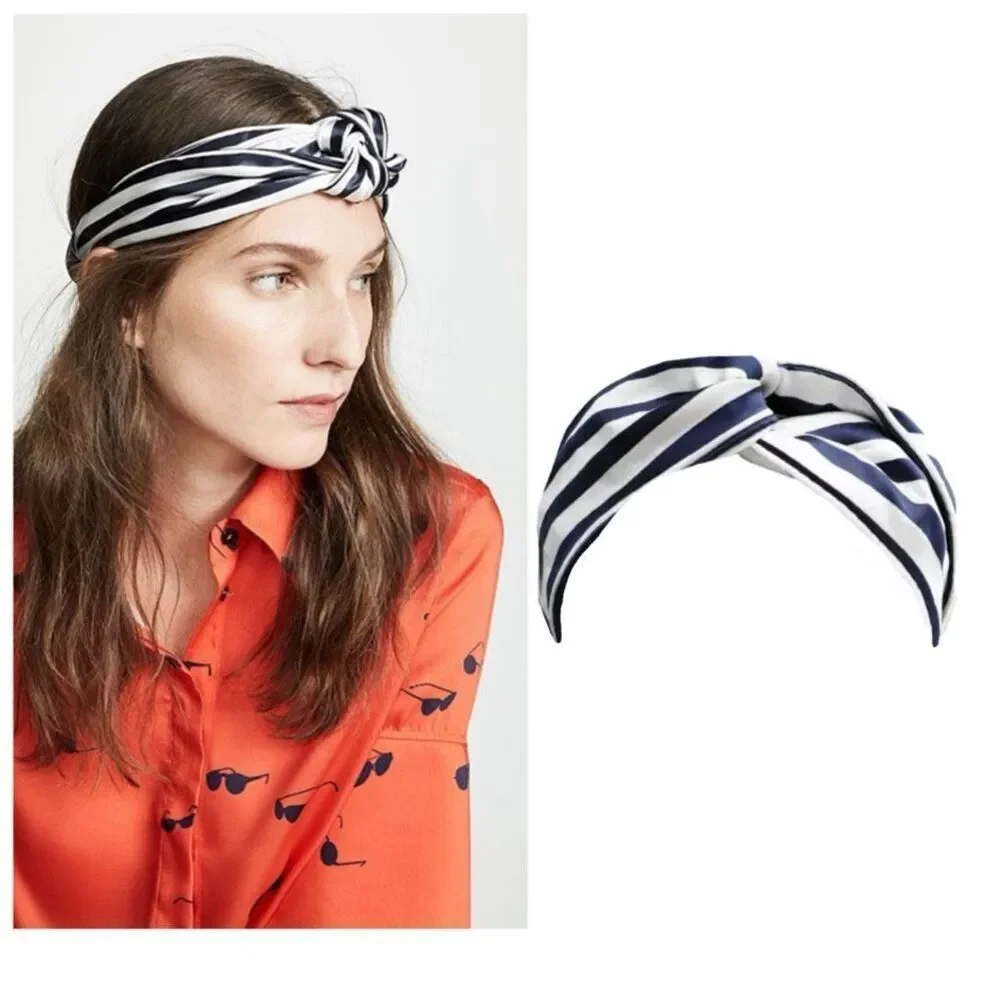NWT‎ Slip Pure Silk Headband Black and White Striped New NIB